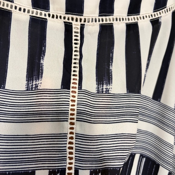 Lysse NY Flowy Gauzy Striped Kimono Kaftan Top L/XL Navy White Summer Vacation - Picture 3 of 12